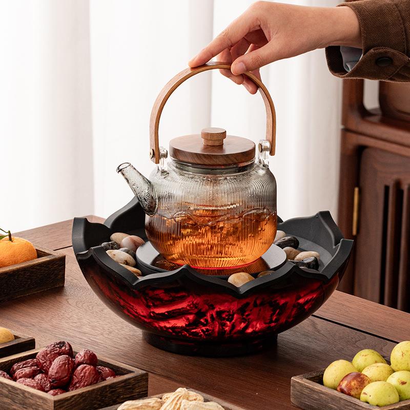 围炉煮茶养生玻璃茶壶家用电陶炉仿明火室内插电新款加厚蒸煮烧水