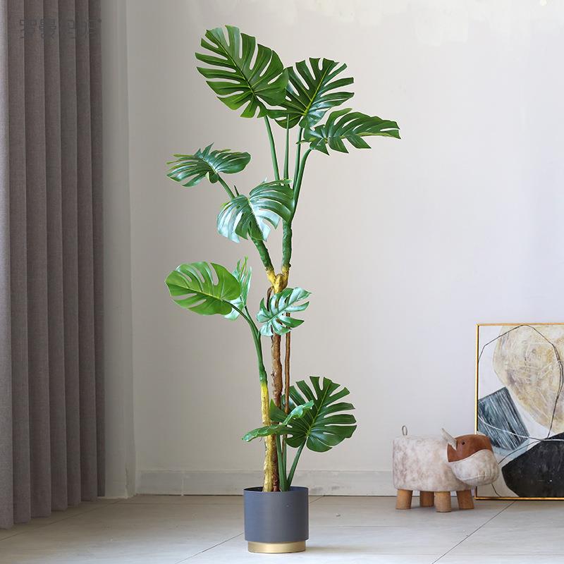 罗曼妈妈北欧大型植物仿真龟背竹盆栽假绿植客厅室内装饰落地摆件