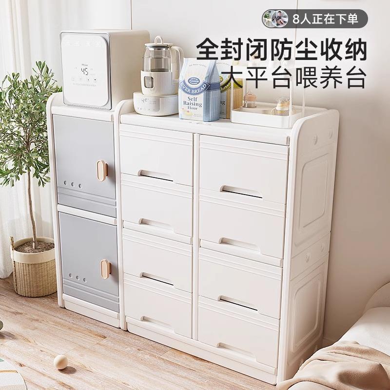 儿童收纳架落地家用婴儿用品喂养台收纳柜宝宝置物整理箱储物玩具