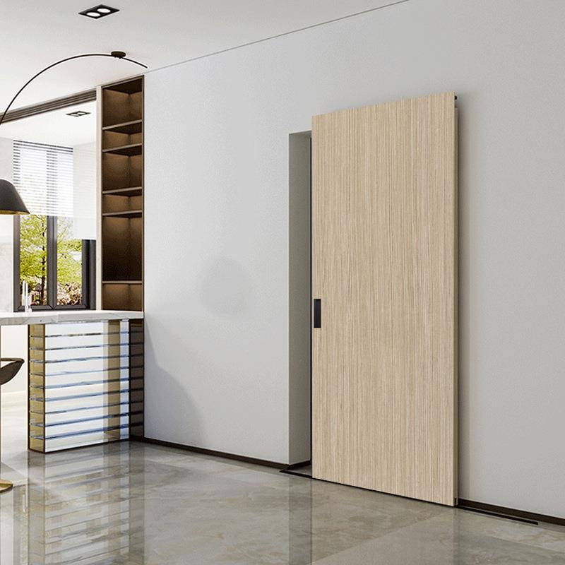 现代简约幽灵门隐形门免漆推拉移门无上轨道谷仓门镜子门书架