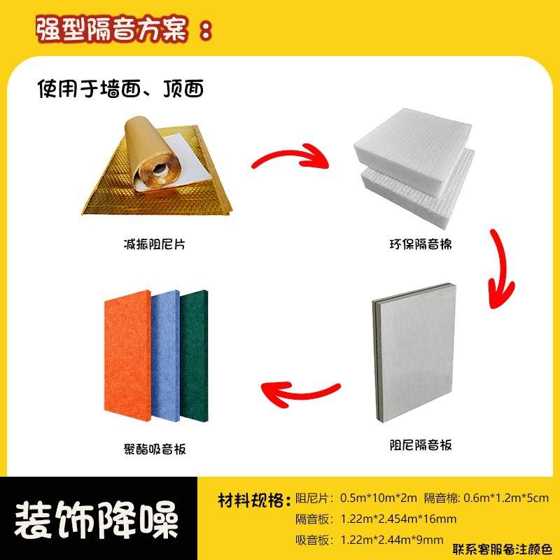 KTV装修隔音材料 直播间墙体隔音改造方案 卧室吊顶降低噪音方法