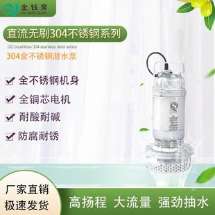 60v 金钱泉直流无刷304潜水泵抽水泵抽水机小型潜水泵农用水泵48