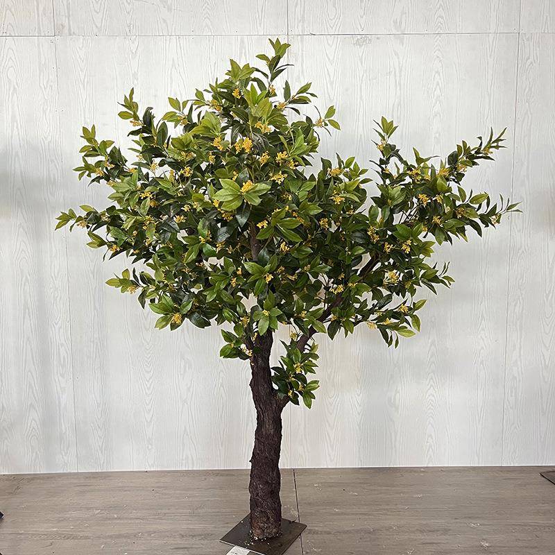 仿真桂花树玉兰花束大型室内人造假树仿真盆景假树枝造景装饰花树