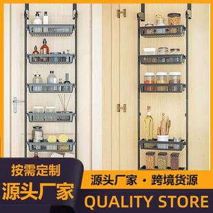 壁挂多功能置物架厨房卫生间免打孔挂篮收纳架门后挂钩卫生间收纳