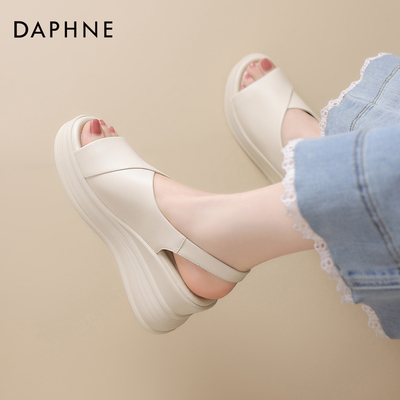达芙妮高跟凉鞋女厚底增高后空鞋