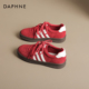 运动鞋 达芙妮红色德训鞋 休闲鞋 子复古厚底百搭板鞋 女2026新款 秋季