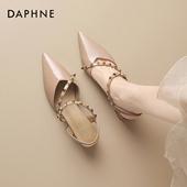 裸色气质单鞋 达芙妮尖头高跟凉鞋 法式 铆钉高跟女鞋 女春季 2026新款