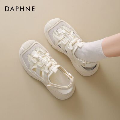 达芙妮厚底凉鞋女网面轻便老爹鞋