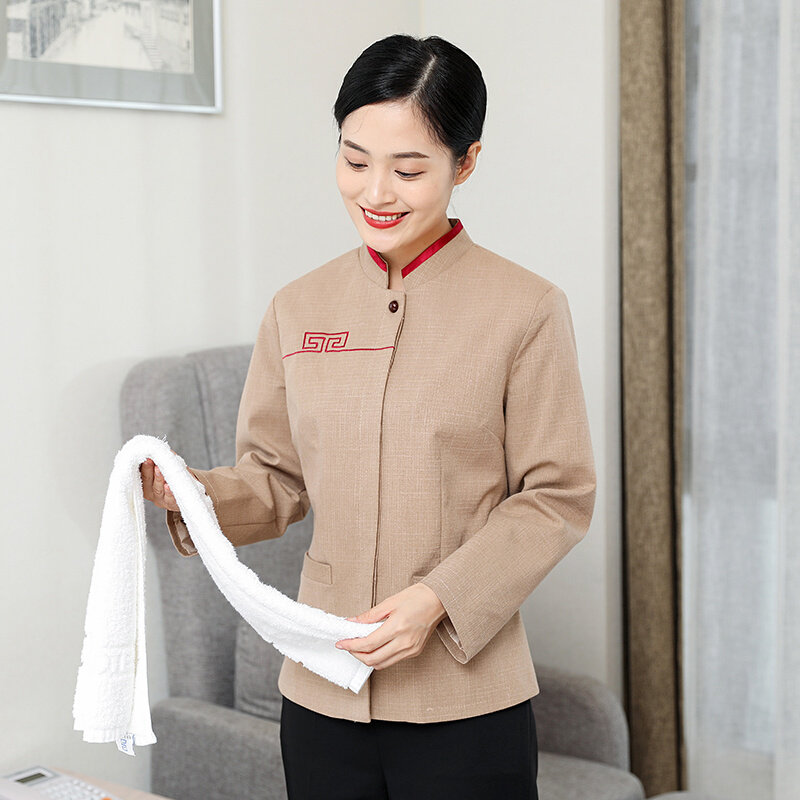 保洁员工作服女长袖高档酒店客房清洁工阿姨家政公司秋冬套装定制