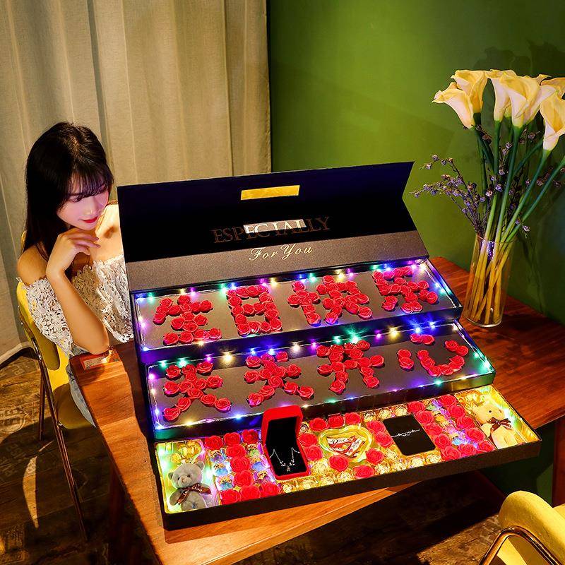 厂家玫瑰香皂花礼盒生日礼物女友创意实用520情人节礼物送老婆