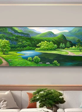 青山绿水客厅装饰画山水画办公室挂画新中式风景沙发背景壁画