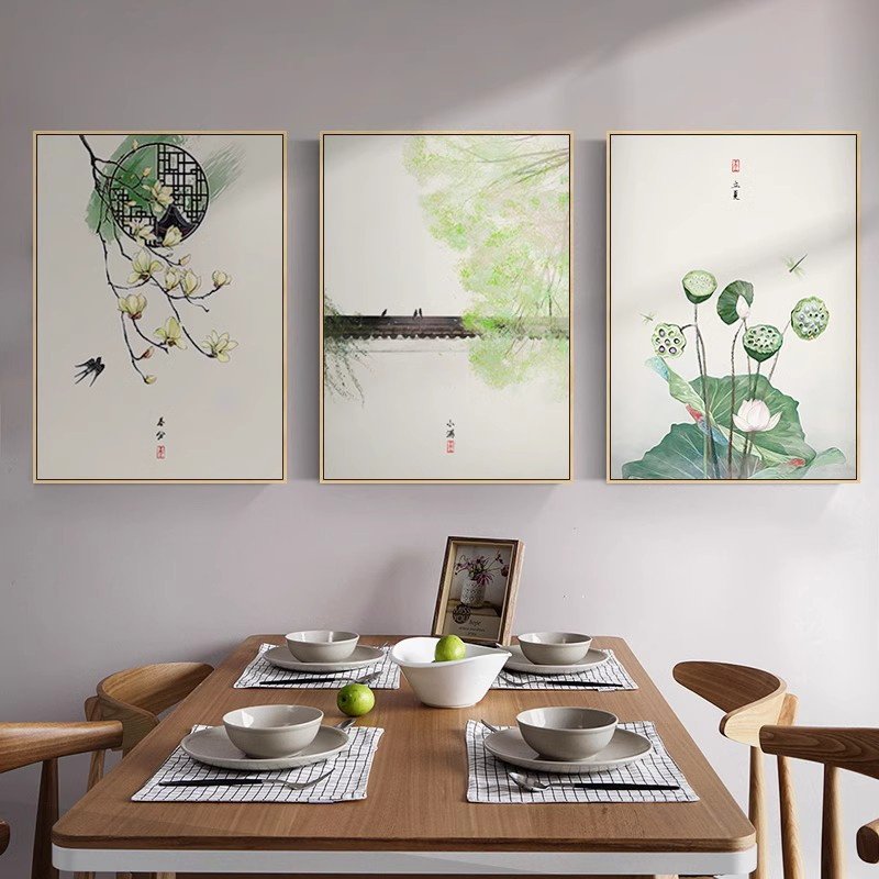 二十四节气饭厅装饰画新中式客厅沙发背景壁画国风民宿茶室挂画