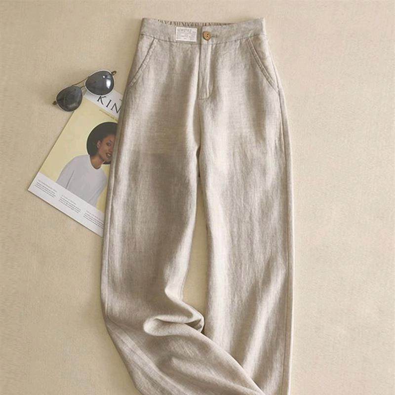 韩国欧货棉麻亚麻直筒薄款阔腿裤女夏季2025新款窄版休闲百搭长裤,女装/女士精品,大码裤装,淘宝优惠券,粉丝福利购,淘宝优惠卷