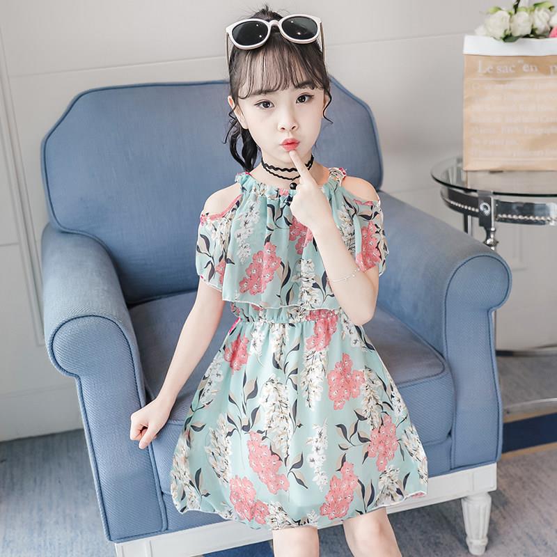 韩国女童连衣裙夏装2024新款儿童洋气雪纺公主裙网红女孩碎花裙子
