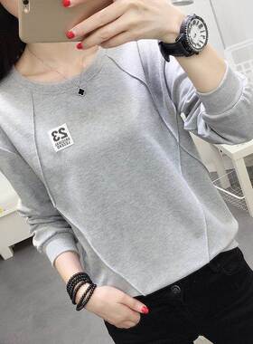 2国纯棉大HBE尺韩码长袖T恤宽松02女4春秋新款白色休闲显瘦港风打