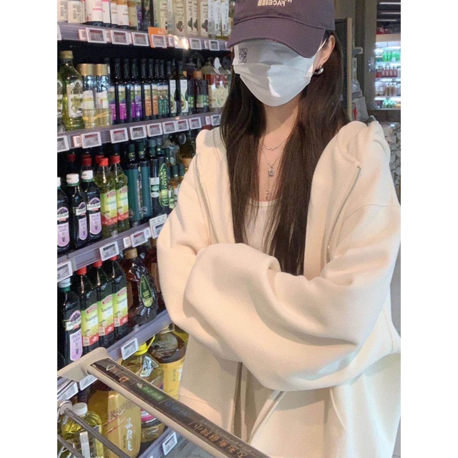 法国Rouje闲 tu衫sse灰色卫衣外套女开春秋连70601413帽宽松休运