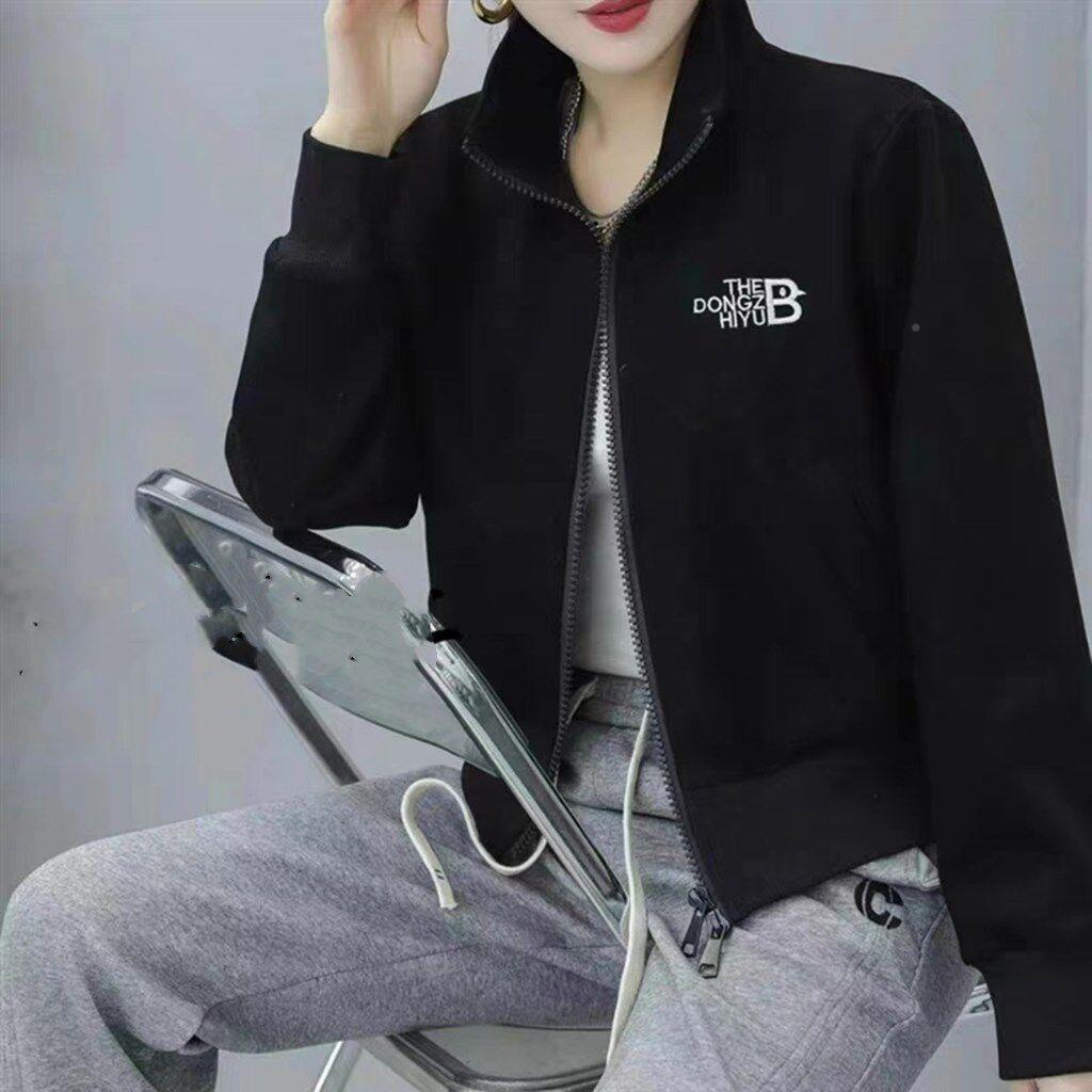 潮牌时尚短EBD外套女202年春秋新款版百休闲搭棒5韩球服显瘦夹克