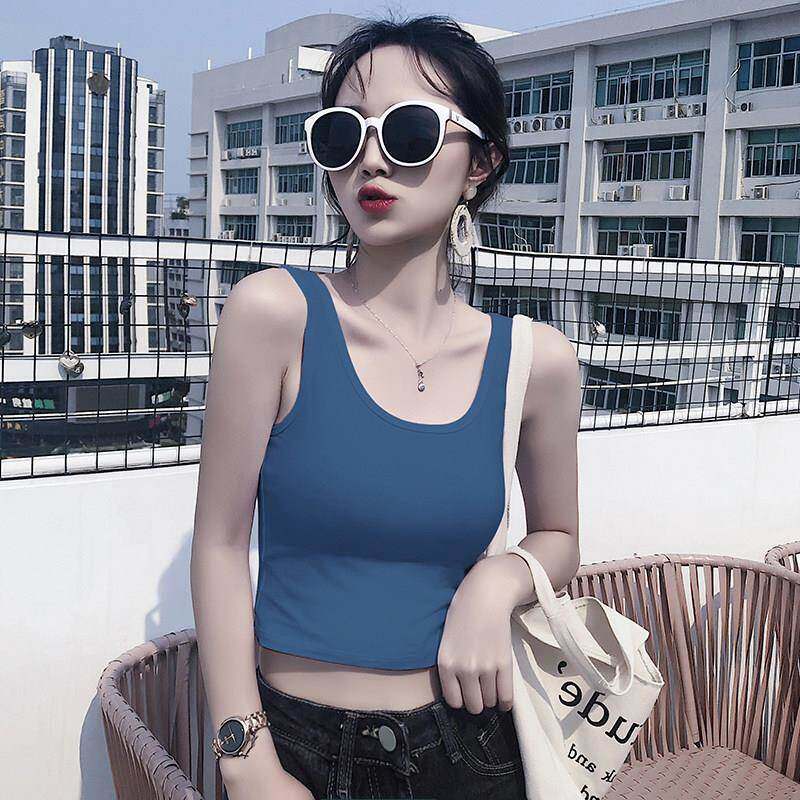 吊带背心女A7961衣内搭短款紧身夏季露黑色无袖打底高腰外脐上小