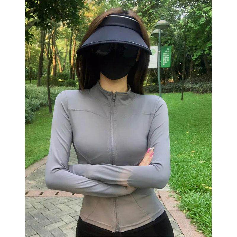 灰色L55036F冰动丝防晒衣女2052夏季流行品收单腰运上衣立领瑜伽