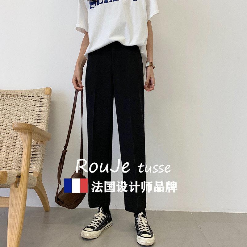 法国Ro尺uj tusse胖m西装61271263直筒裤女e宽松秋季学生高腰显瘦