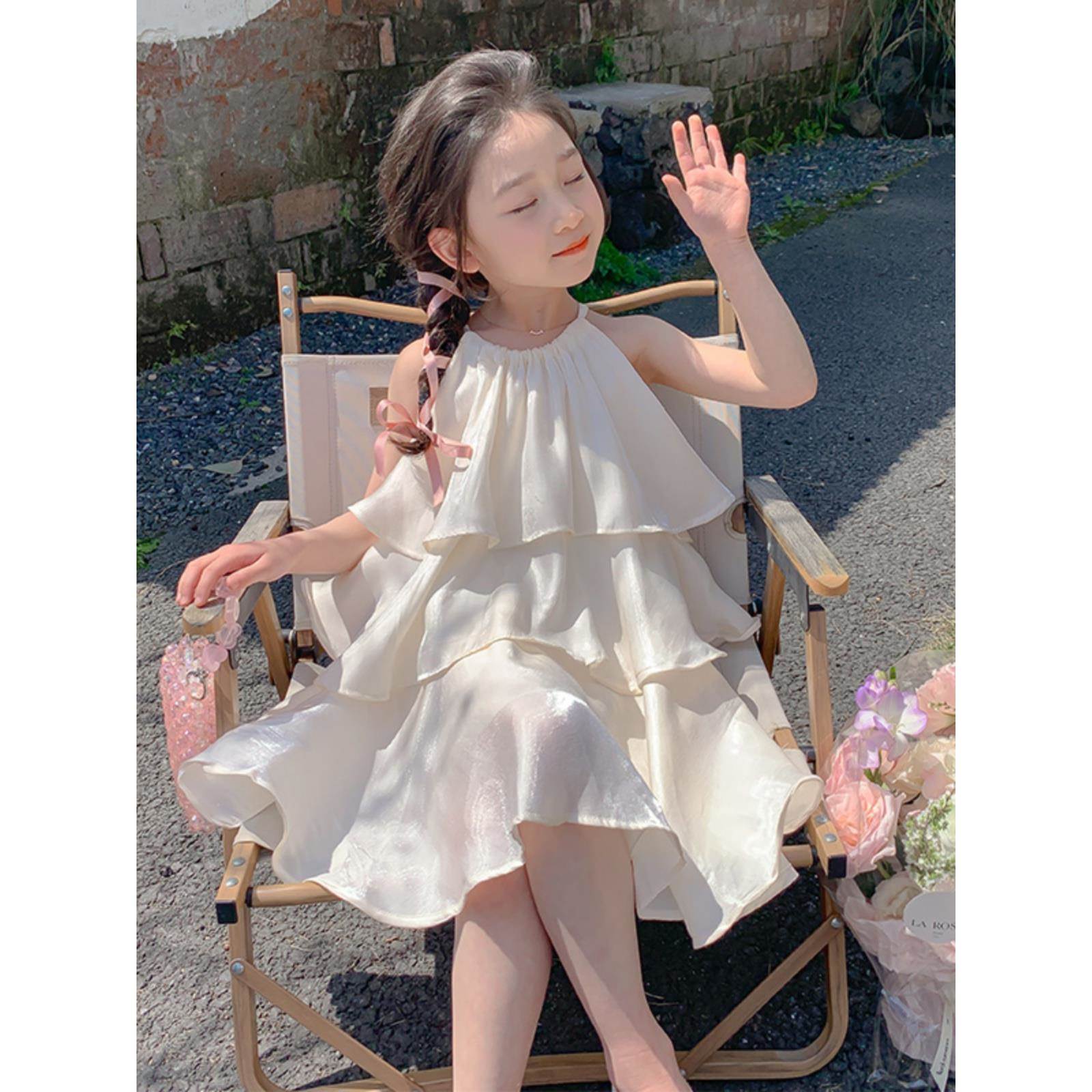 韩国女童夏装连衣裙2024新款蛋糕裙薄款背心吊带裙子女宝宝公主裙