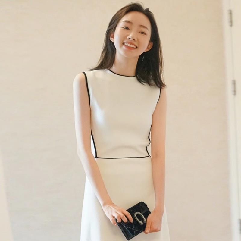 欧洲站2025新款法式高级感无袖背心短裙气质小个子白色连衣裙女夏