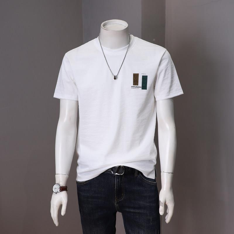 潮牌男士夏流款棉麻休PPS闲短袖T恤季衫韩版青年后背薄印花潮上衣