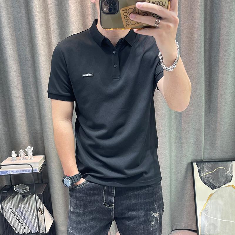 潮牌男夏季高衣端士修男有领上衣身翻领上衣男装服纯色短袖polKNF