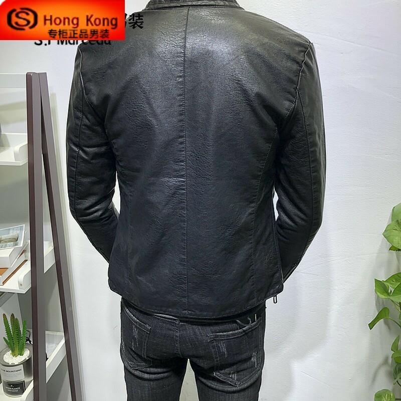 真皮皮男夹春秋衣季202LXR6新款羊皮修身高端机车皮克立领男绵士