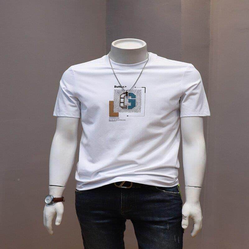 潮牌夏季EVB新品士短袖T恤衫韩版年修身版圆领休半袖闲上衣男青男