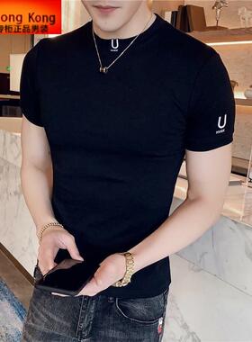 男6士短袖T恤潮端牌202新款夏季IVN薄款上高半袖冰丝潮流纯色衣T