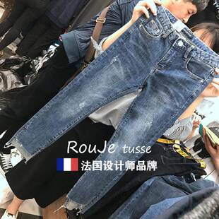 柜260191845026大尺码合女装夏季网流行适胯宽大腿红粗的女生裤子