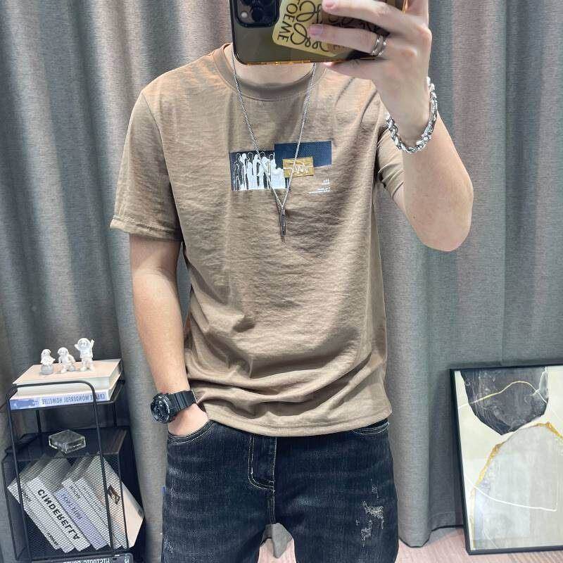 超潮牌男士恤短袖TVAH衫夏季新款端男装天丝棉麻半袖T高恤衫薄上