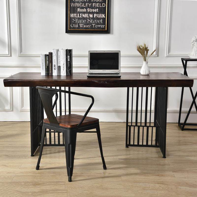 简约现代实木电脑桌椅铁艺公司办公会议桌家用笔记本书桌工作台无