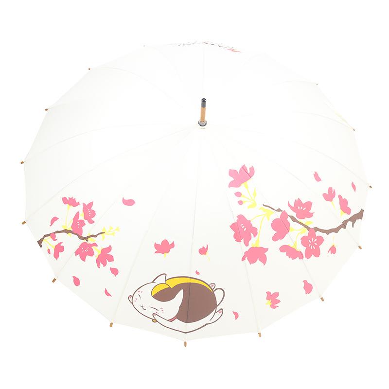 新款16骨长柄动广漫雨猫伞 咪老师卡通直杆大号自动雨伞礼告品伞