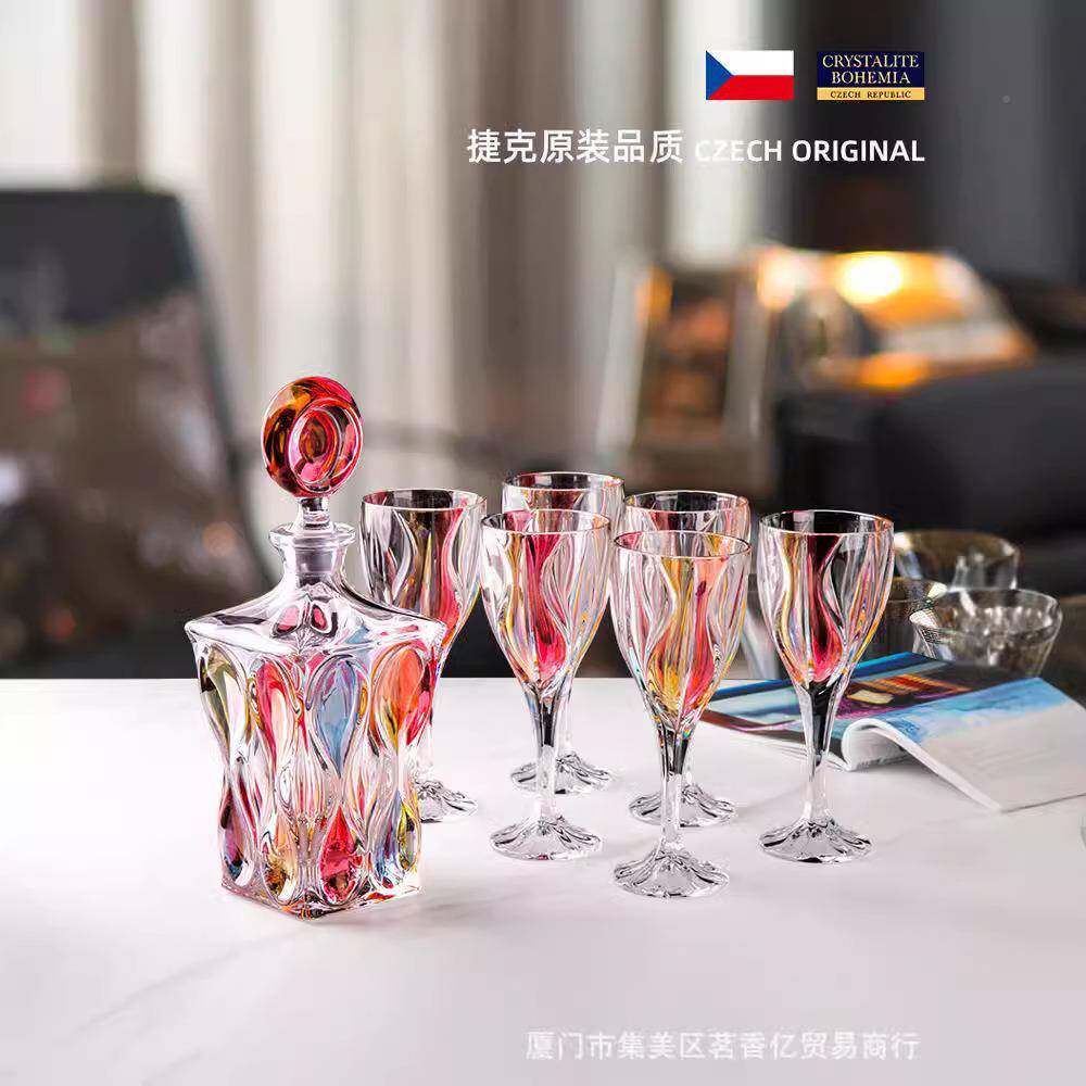 BHE彩MIA捷克进玻璃酒具摆件高级色威士口忌彩色威士杯红酒杯O酒