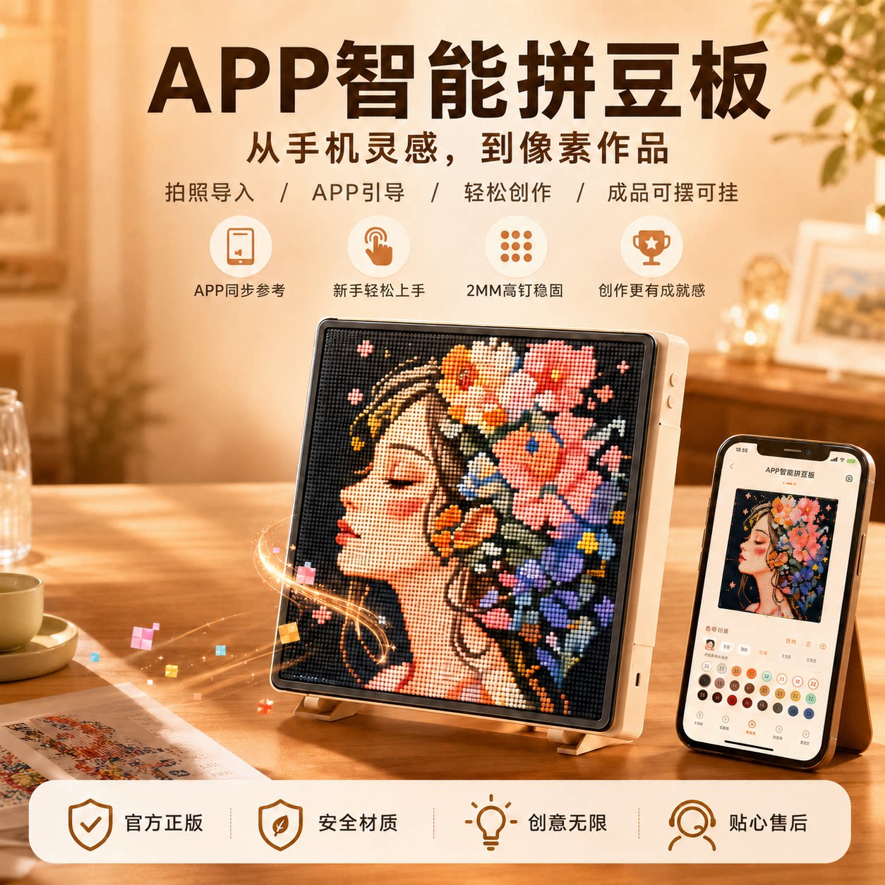 智能电子拼豆板配件工具套装图案手工创意粘贴类