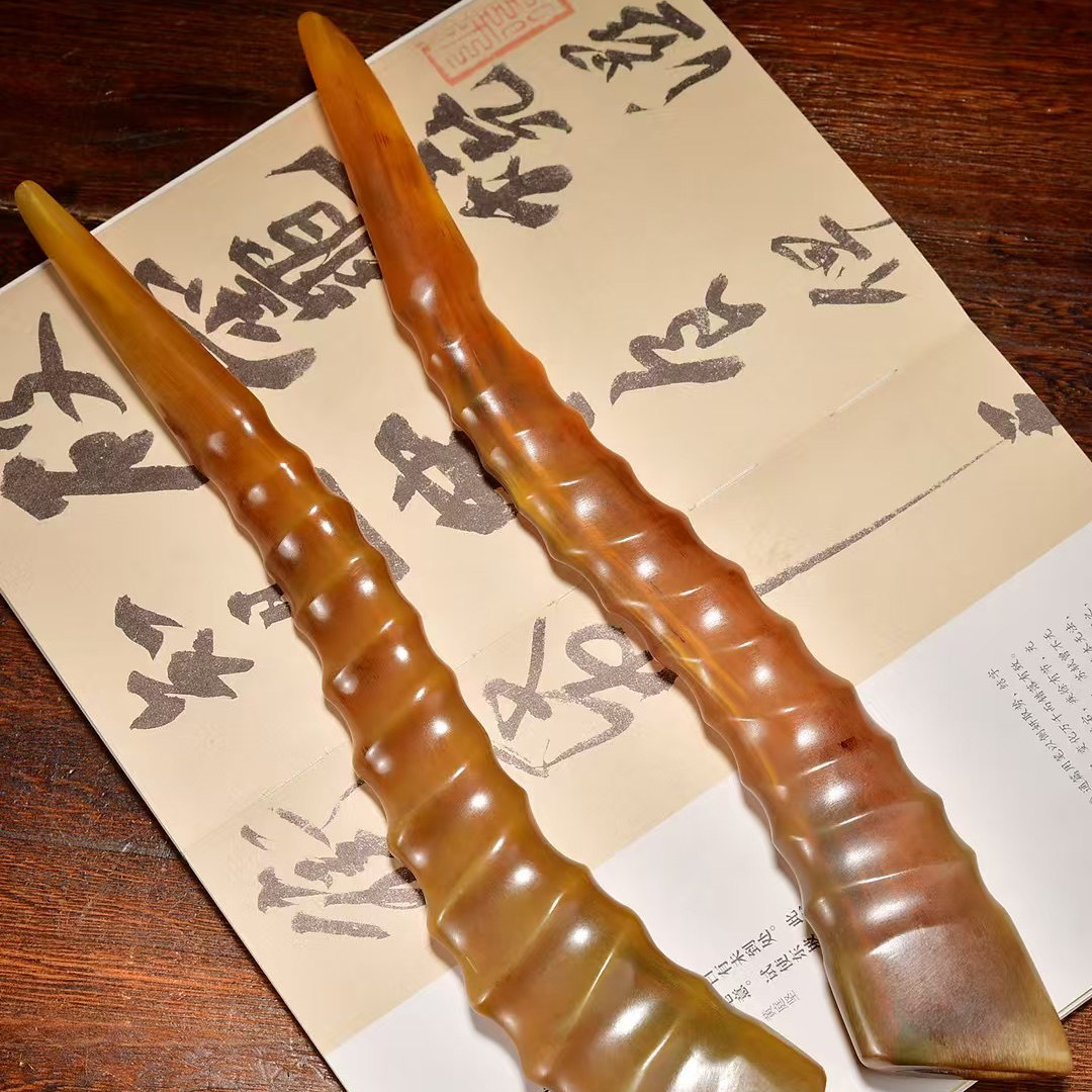纯天然西藏羊角摆件实心原角开业送礼整根家居收藏装饰礼物工艺品