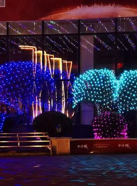 圣诞网ed网格小彩灯闪渔灯串灯天星七彩防水装饰FUG草坪灌木l满网