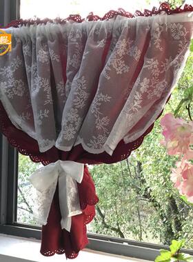 KI9S小窗帘短窗门帘免打孔卧室遮光布帘柜帘卫生间飘窗厨房半帘防