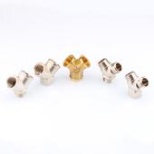 4分y型三通接头 内丝外丝一进二出水管铜三通四分一分二路分水器