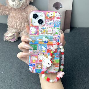 双层磨砂kt猫日常适用16promax手机壳小红书苹果15爆款14pro/13女