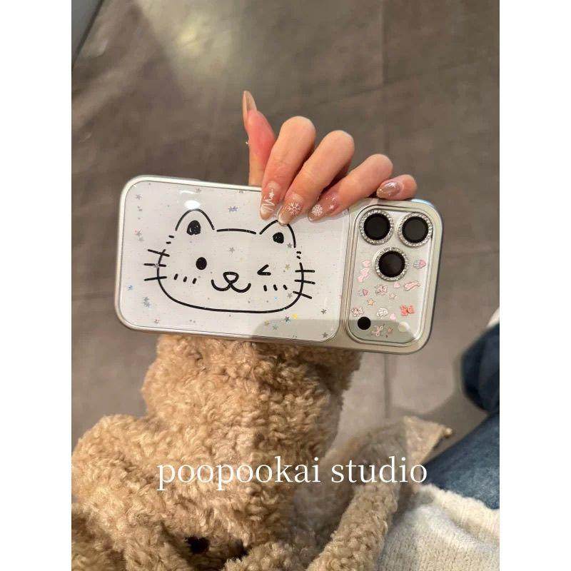 可爱白底绘画眨眼猫咪滴胶适用苹果17promax手机壳iphone16全包15,3C数码配件,手机保护套/壳,淘宝优惠券,粉丝福利购,淘宝优惠卷