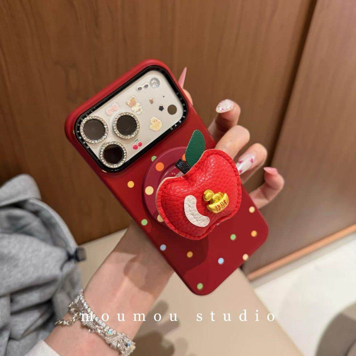 新年红底彩色波点磁吸菲林适用iphone17promax苹果16手机壳15半包,3C数码配件,手机保护套/壳,淘宝优惠券,粉丝福利购,淘宝优惠卷
