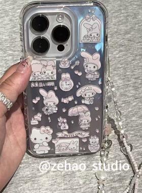 圆边双层满屏美乐蒂适用于16pro手机壳苹果15可爱14pr少女心新款