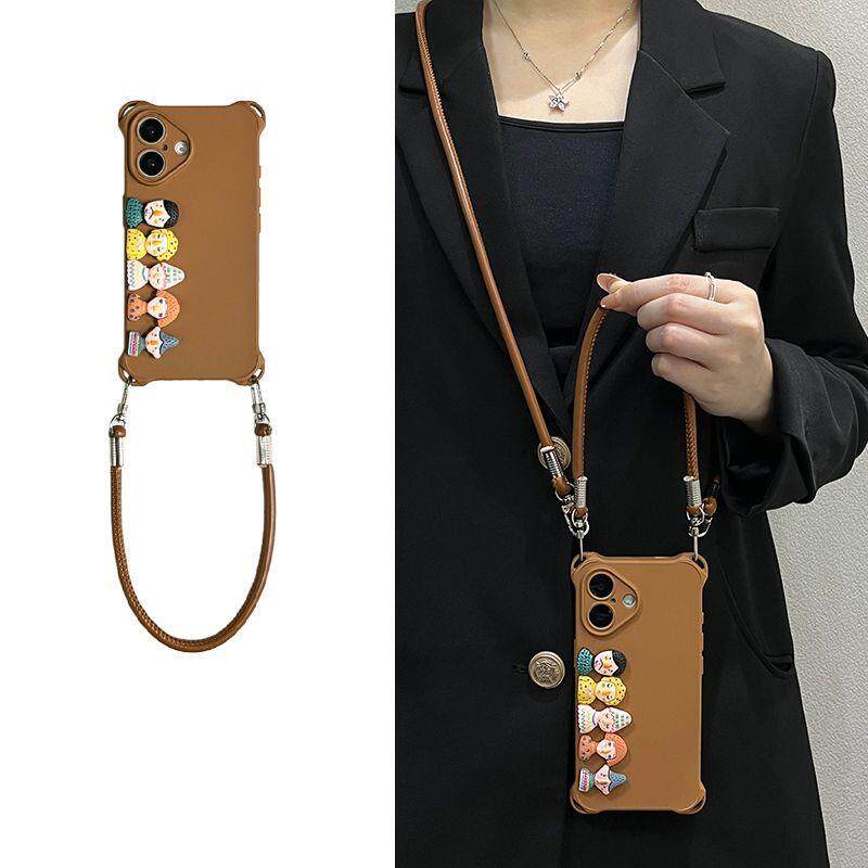 棕色趣味公仔适用苹果16PROMAX手机壳新款15/14/13/12硅胶11软壳