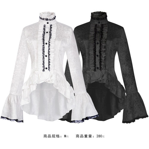 中世纪立领喇叭袖衬衫cos服维多利亚服装宫廷哥特式蕾丝上衣女