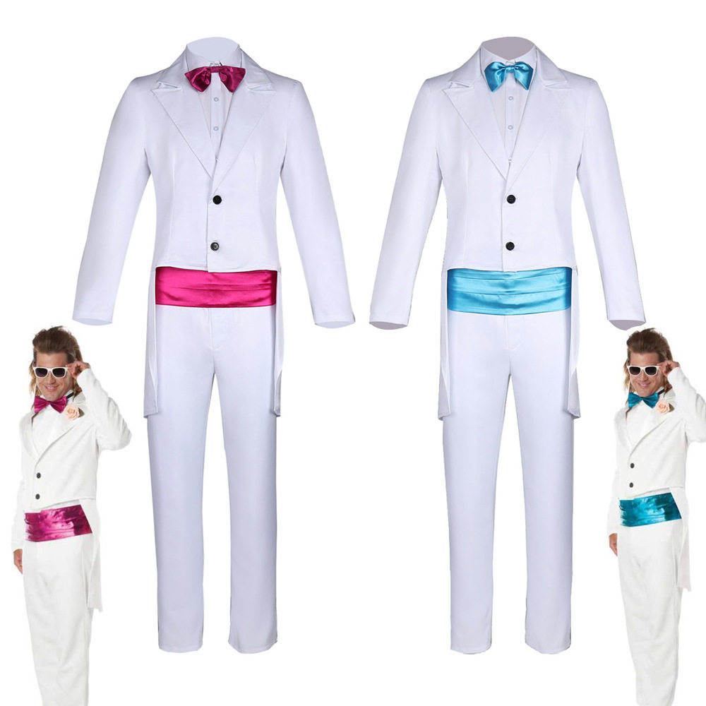 蓝色燕尾服红色燕尾服套装cos礼服80年代燕尾礼服cos服