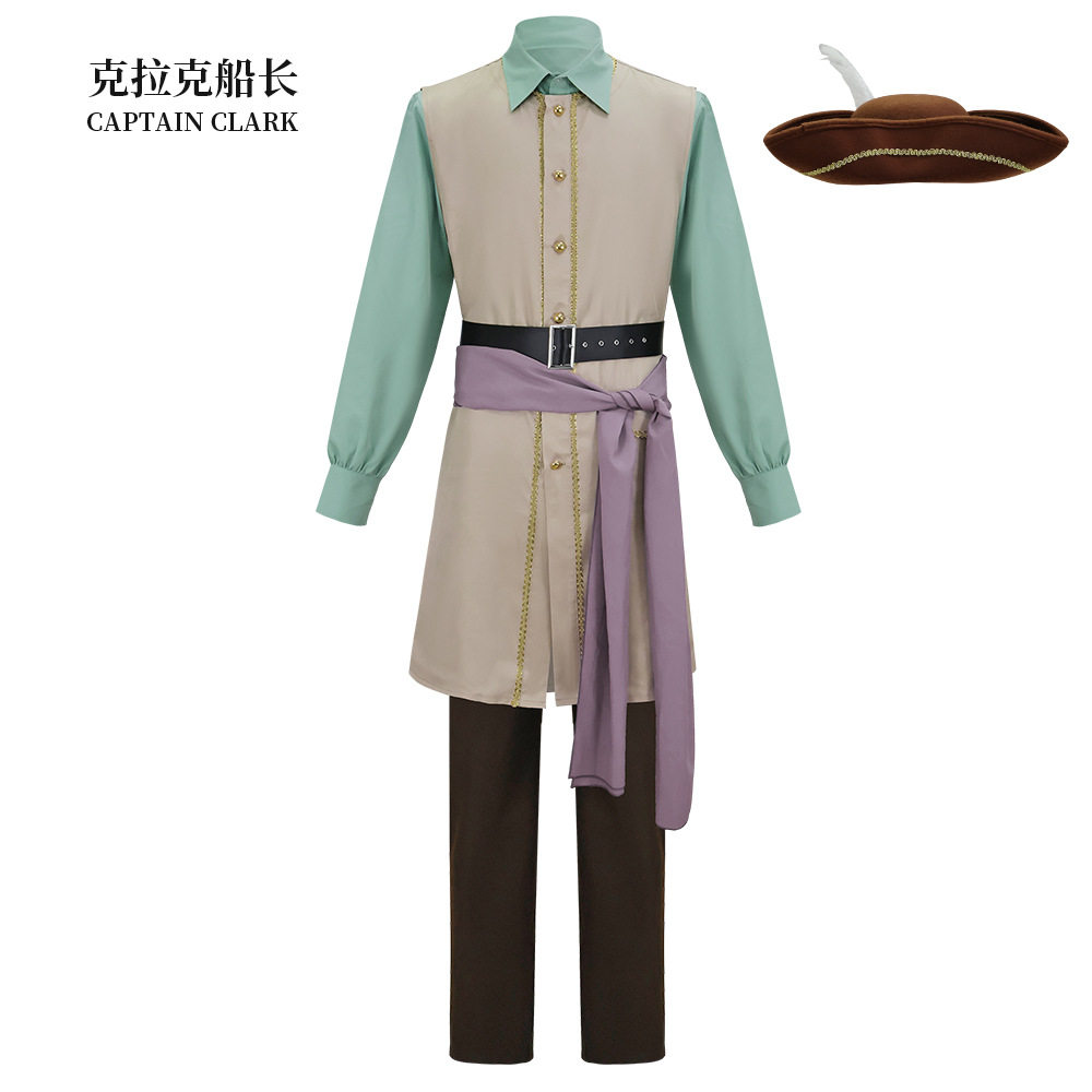 后室电影克拉克船长cos服万圣节海盗帽子全套Cosplay角色演出服饰
