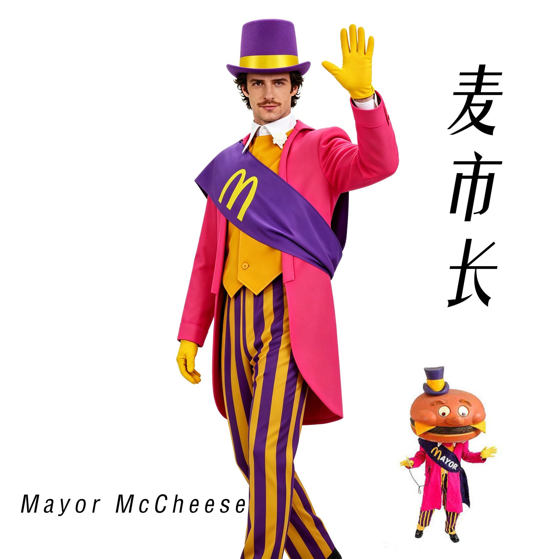跨境麦当当麦市长cosplay男士动漫演出服万圣节派对舞台戏剧表演